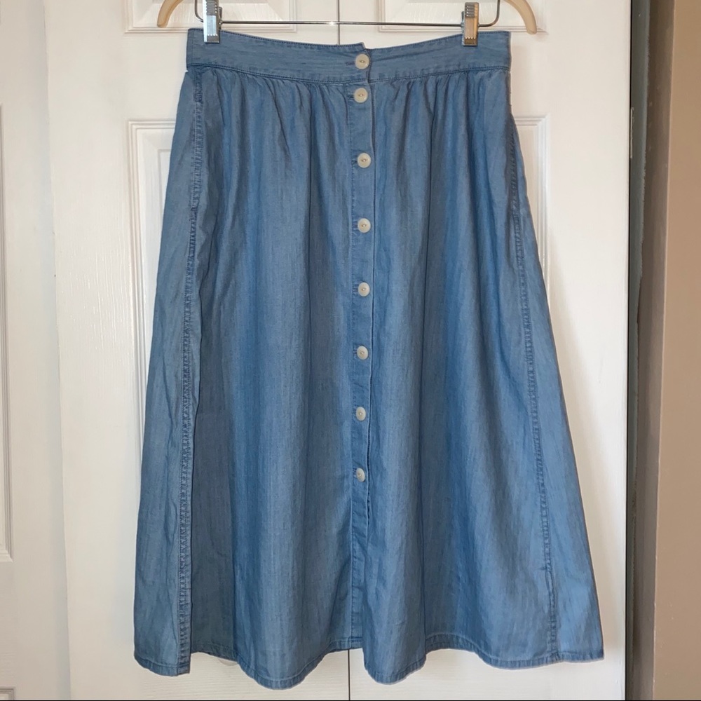 Madewell Chambray Button-Up Circle Skirt